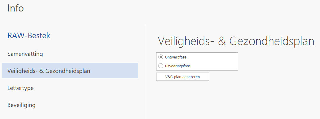 Eigenschappen van het V&G Plan