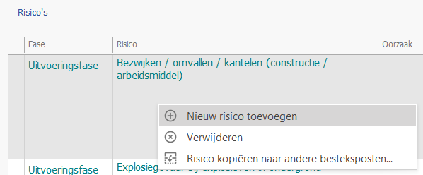 Nieuw risico toevoegen